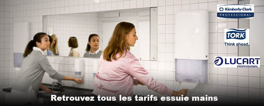 Essuie main papier les tarifs Tork - Lucart - Kimberly